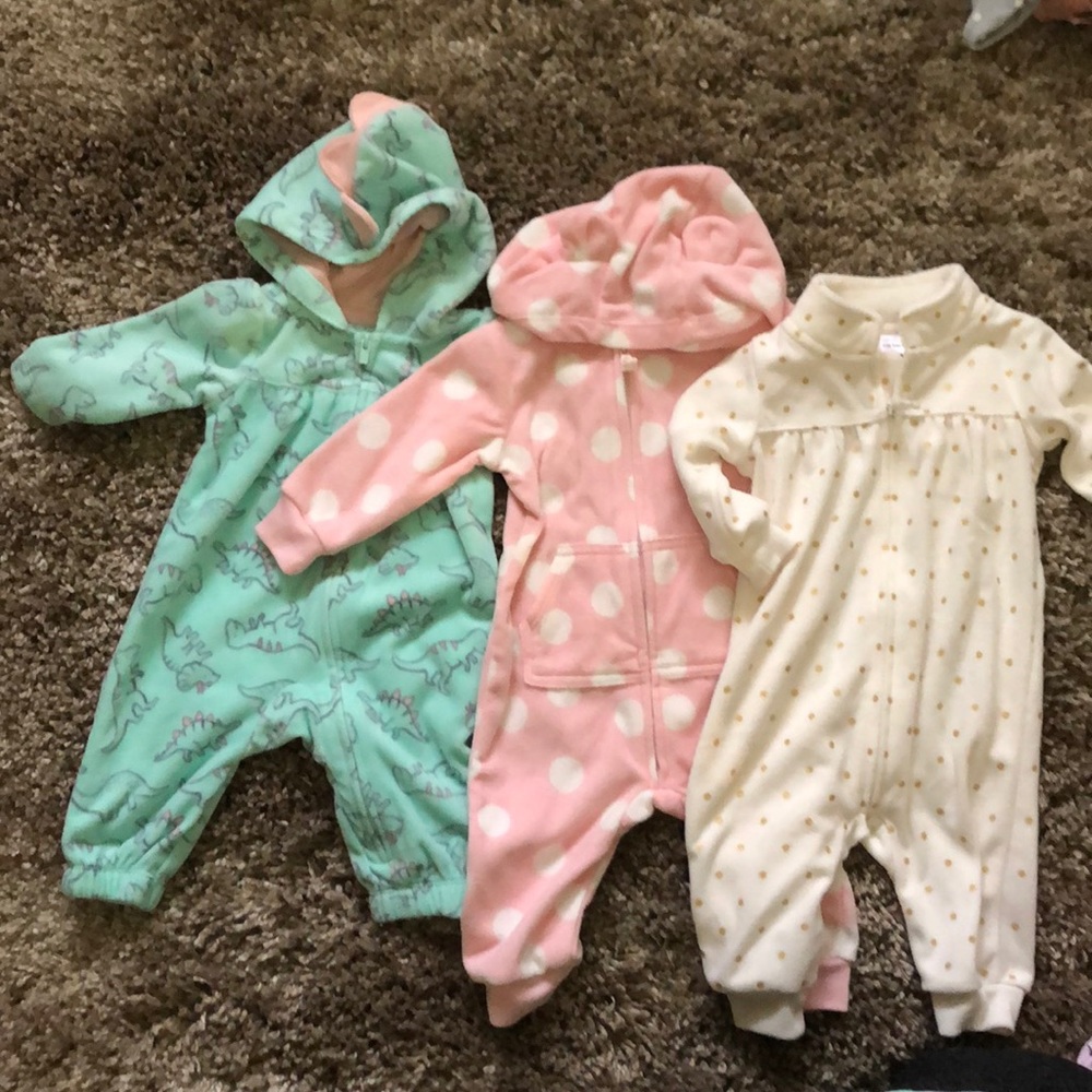 Carter’s baby girl fleece warm one piece sleepers